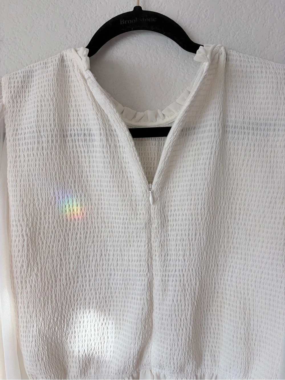 Aritzia Wilfred Cropped Blouse w/ Ruffled Top & Sheer LongSleeves in White -Sz M